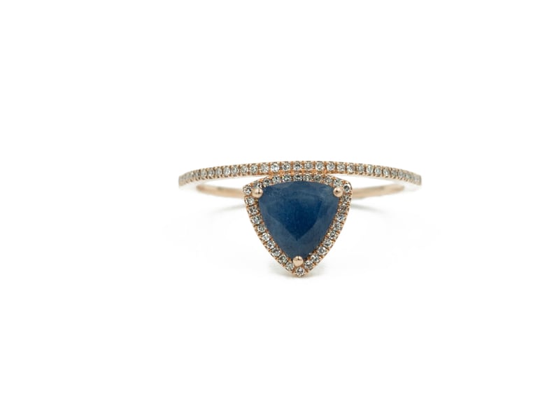 Rose Gold Diamond Pave and Sapphire Slice Ring​
