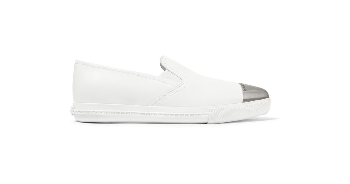Miu Miu Metal-Trimmed Leather Slip-on Sneakers ($495) | What Shoes ...