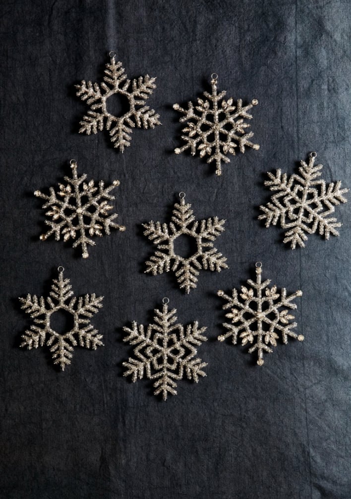 Stylish Snowflake: Balsam Hill Set of 12 Beaded Snowflake Ornaments