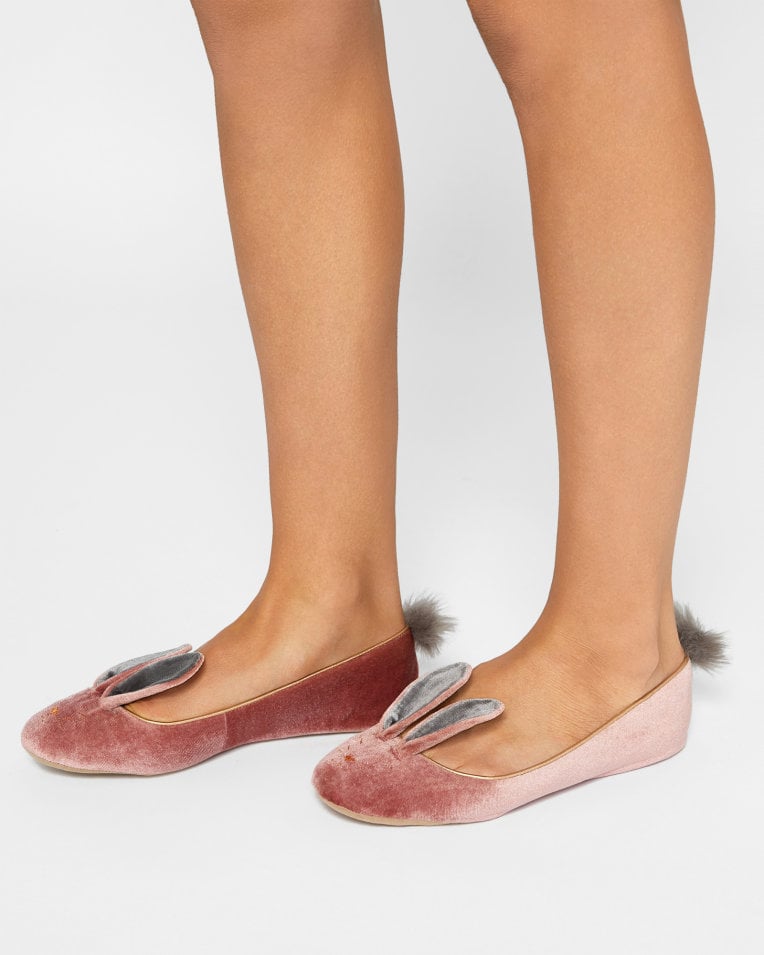 Ted Baker Velvet Bunny Ballerina Slippers