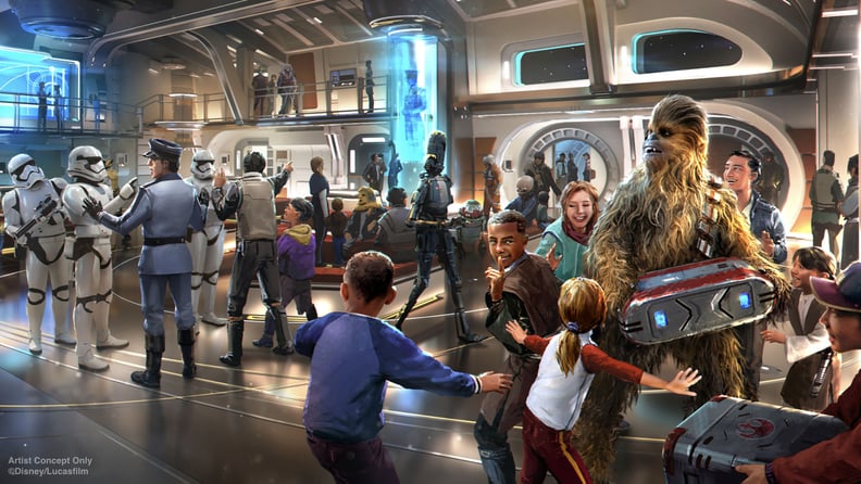 Star Wars: Galactic Starcruiser at Walt Disney World Resort in Florida will invite guests aboard the Halcyon, a starcruiser known throughout the galaxy for its impeccable service and exotic destinations. When they arrive onboard, guests will step into the