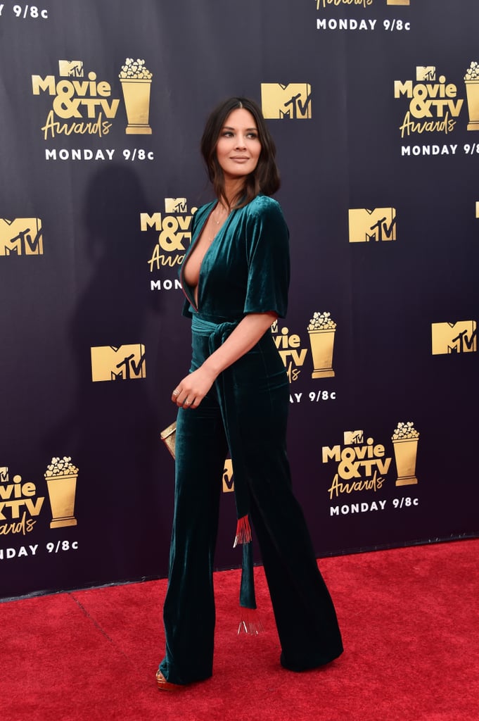 Olivia Munn Green Jumpsuit MTV Awards 2018