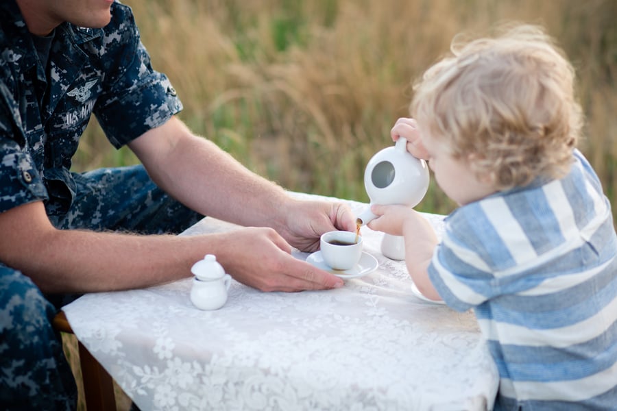 Military Dad's Tea Party With His Son
