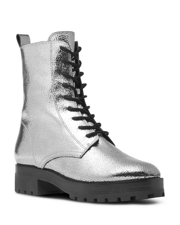 Silver metallic combat boots new arrivals