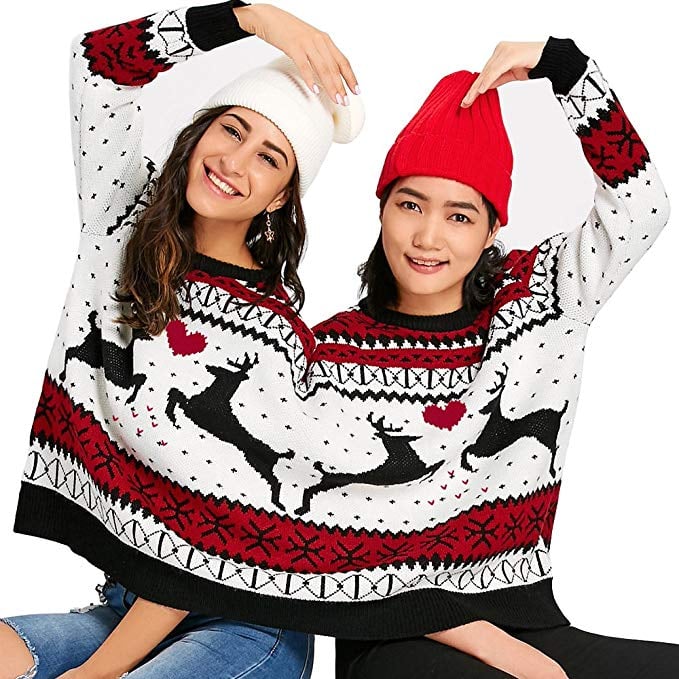 Two-Person Knit Pullover Ugly Christmas Sweater