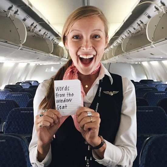 Flight Attendant Tapes Notes in Plane Windows