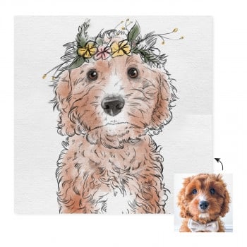 Flower Crown Custom Pet Portrait