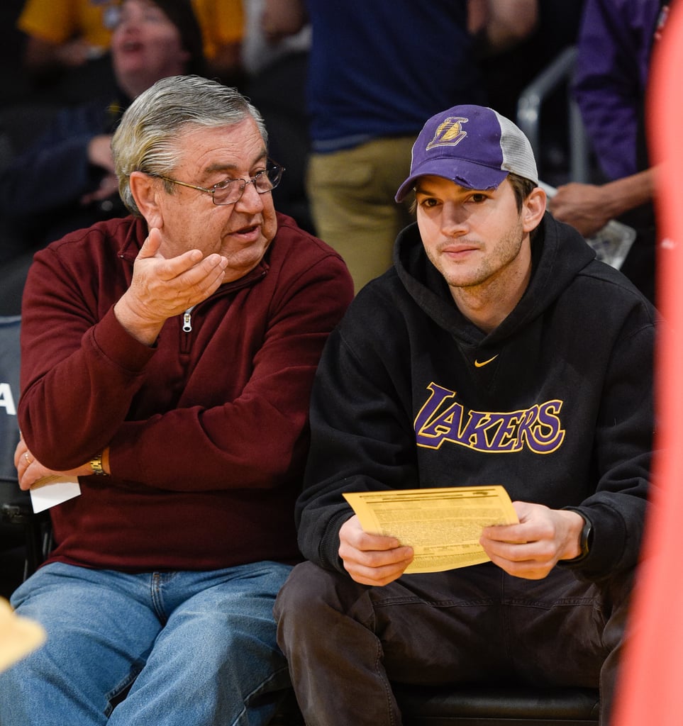 Ashton Kutcher and Joel Madden at Lakers Game March 2016