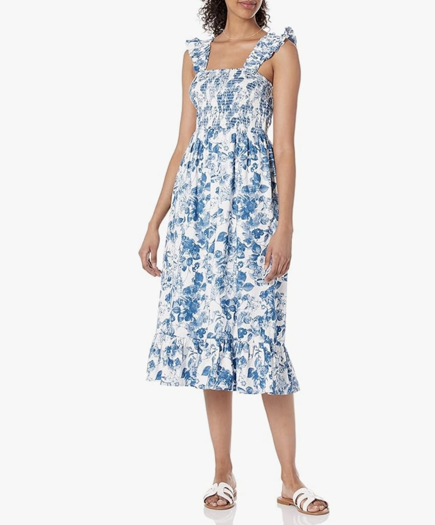 Amazon The Drop Kimi Ruffled-Shoulder Smocked Midi Dress