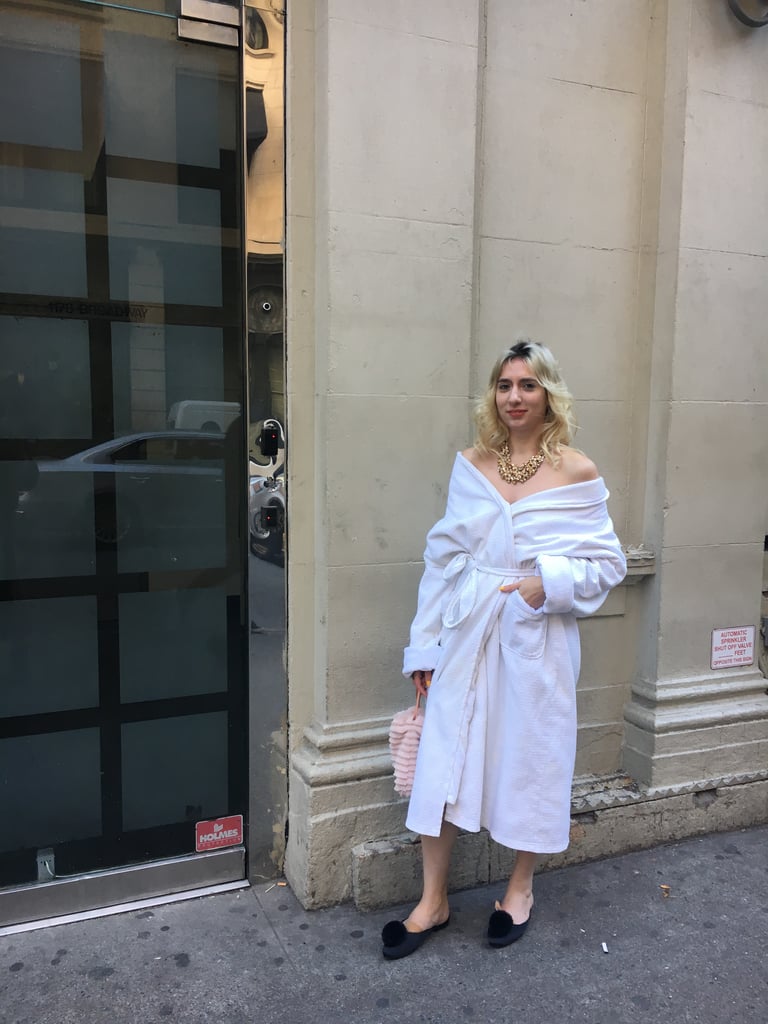 During a midday break, a man on the street catcalls to me, "You make me smile, bathrobe girl!" I guess that is better than him telling me to smile.