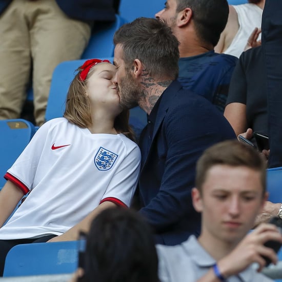 Photos of the Beckhams Kissing Harper on the Lips