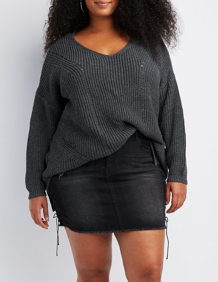 Charlotte Russe Shaker Stitch Pullover Sweater