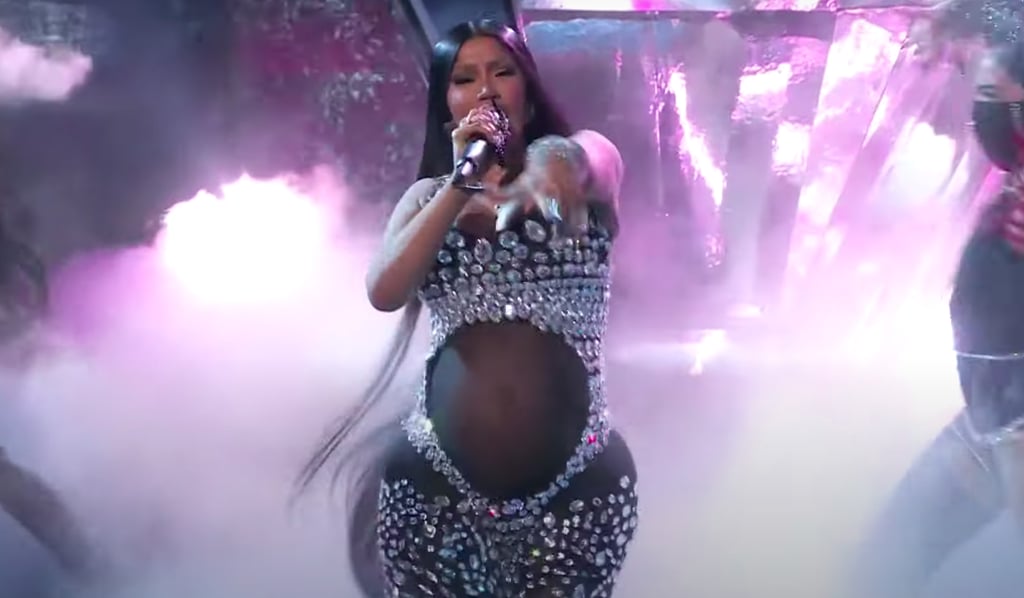 Cardi B Debuts Baby Bump Wearing a Sparkling Bodysuit ...