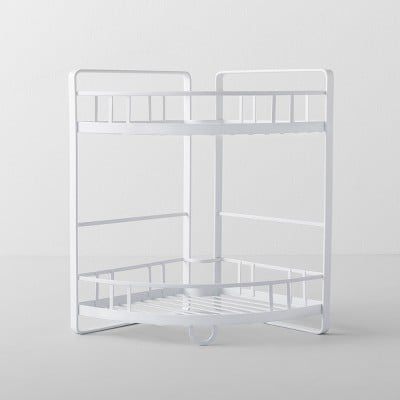 Kitchen Cabinet Organiser Corner Shelf Two Tier White