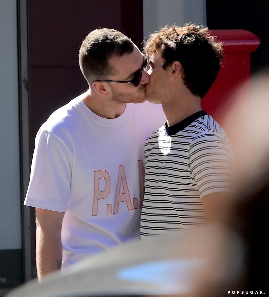 Earlier this month, Sam Smith had quite the lovey-dovey day out with 13 Reasons Why star Brandon Flynn in NYC. The pair was spotted holding hands, cozying up together in a cafe, and even sharing a small kiss on the street. Brandon only just recently revealed his sexuality in an inspiring coming-out post that called out Australia's ongoing conflict over gay marriage. Sam, on the other hand, just dropped a heartbreaking new single called "Too Good at Goodbyes," which is the first track from his highly anticipated sophomore album. Just goes to show: Sam may be all about emptiness and heartbreak on the airwaves, but his love life is rather full.
