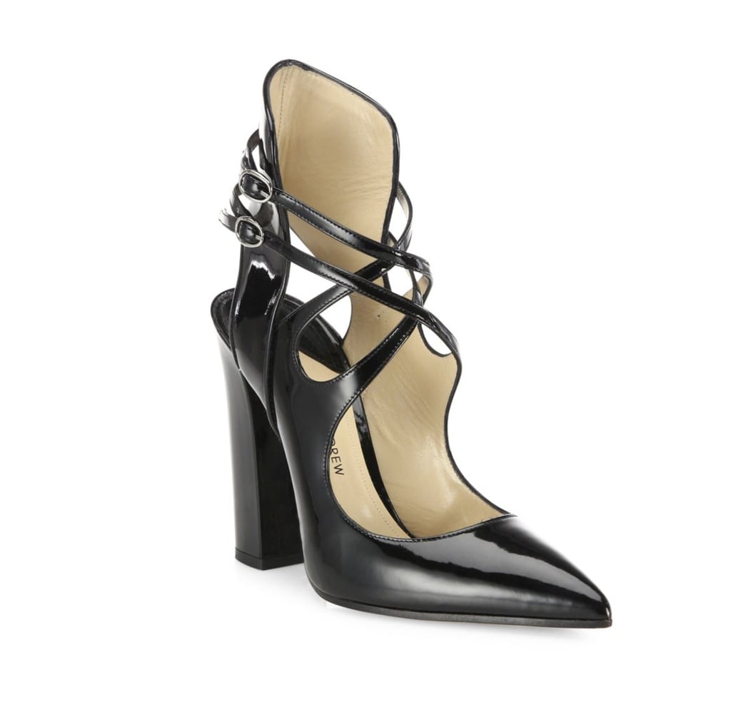 leather block heel pumps