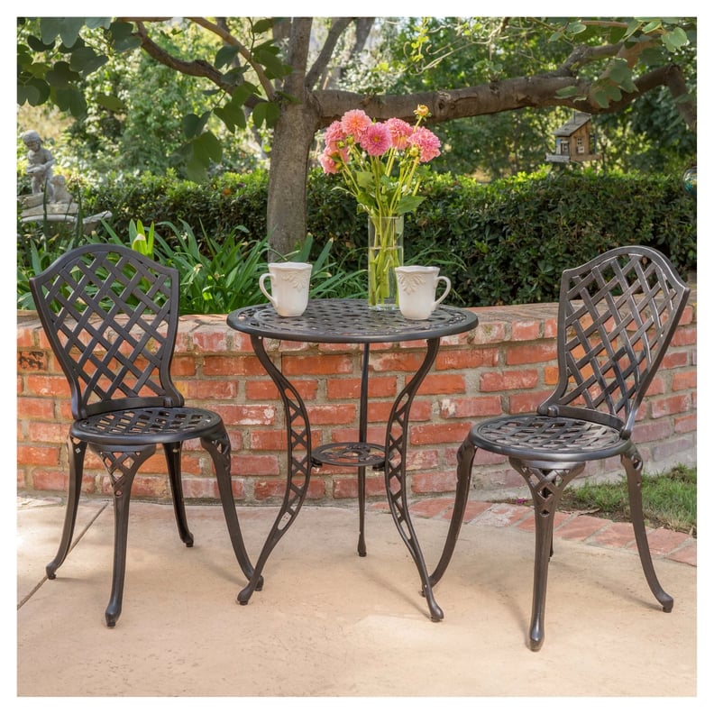 A Lattice Patio Set: La Sola Metal Bistro Set