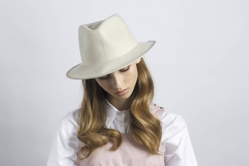 Classic Ivory Felt Fedora Hat | Wedding 