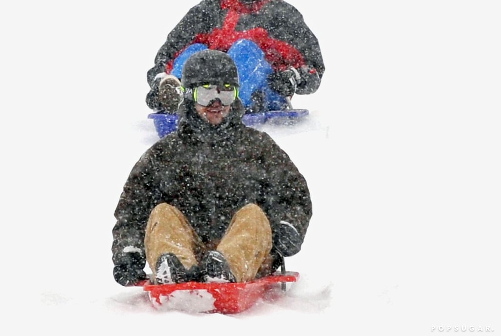 Justin Timberlake sled through heavy snow in Switzerland in 2010.
