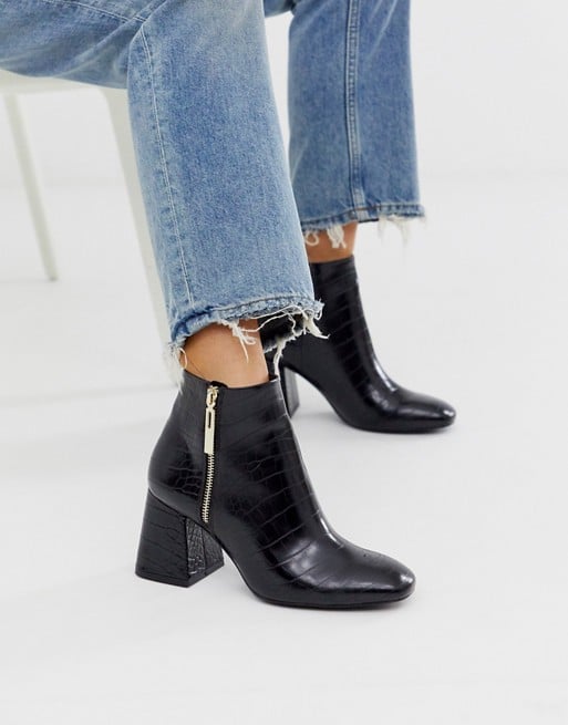 Stradivarius Moc Croc Heeled Boots