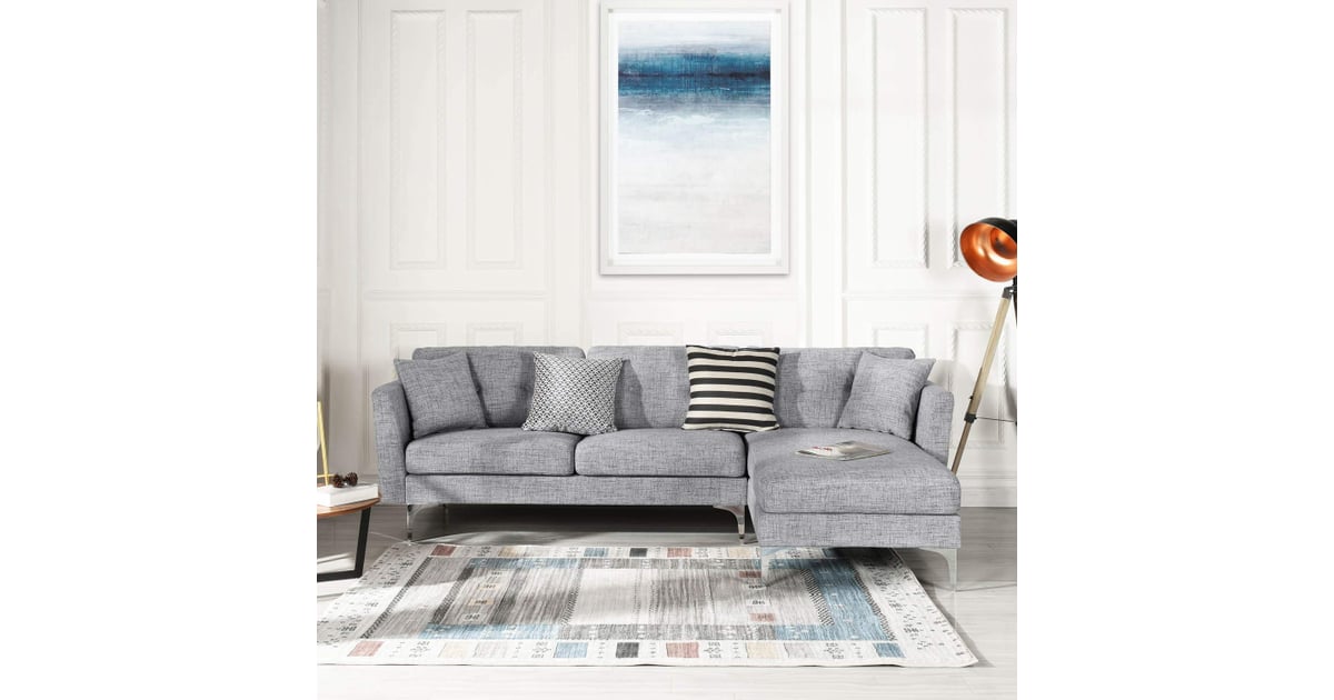 Grey Upholstered Linen Sectional Sofa Best Sectional Sofas POPSUGAR