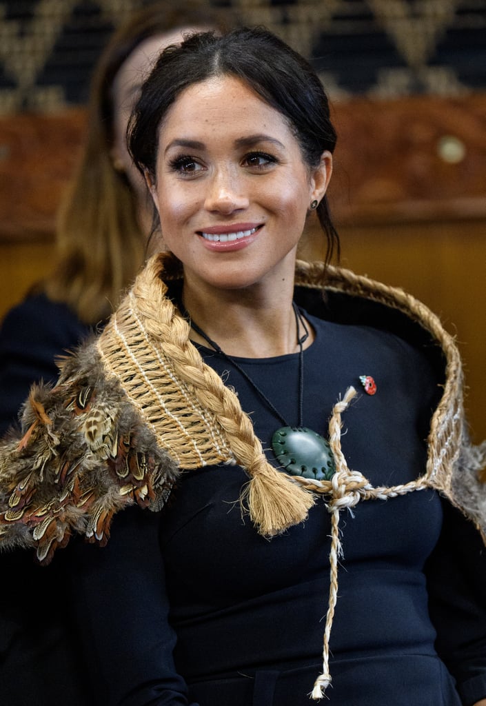 Meghan Markle Wearing a Korowai in New Zealand Oct 2018