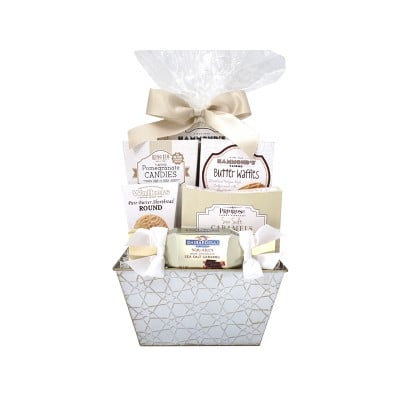 Christmas Embossed White and Gold Mosiac Bin