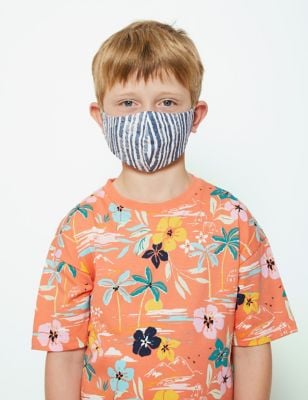 Marks & Spencer 5 Pack Reusable and Adjustable Kids' Blue Patterned Face
