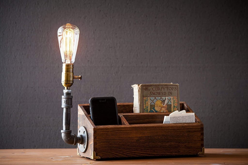 A Work From Home Find: Industrial Steampunk Pipe Desk Organiser Table Lamp