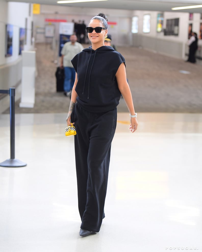 Rihanna Wearing Black Sweats at the Airport