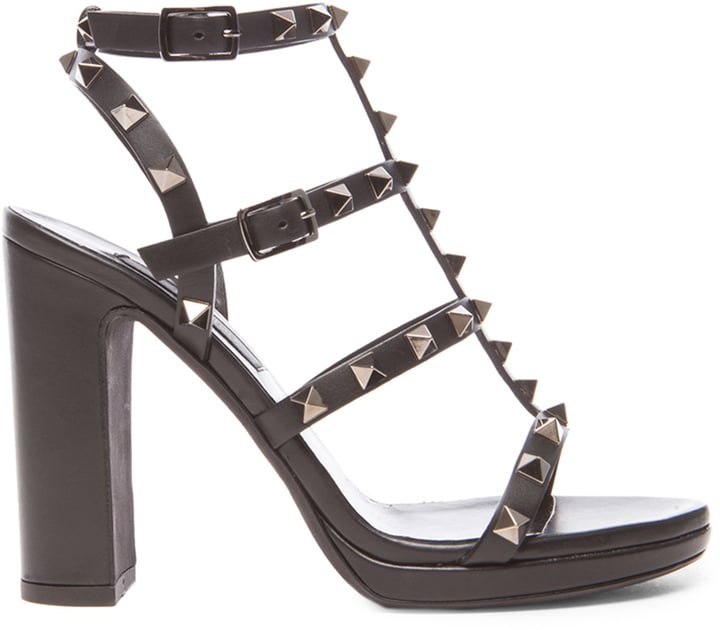 Valentino Noir Rockstud Leather Gladiator Heels