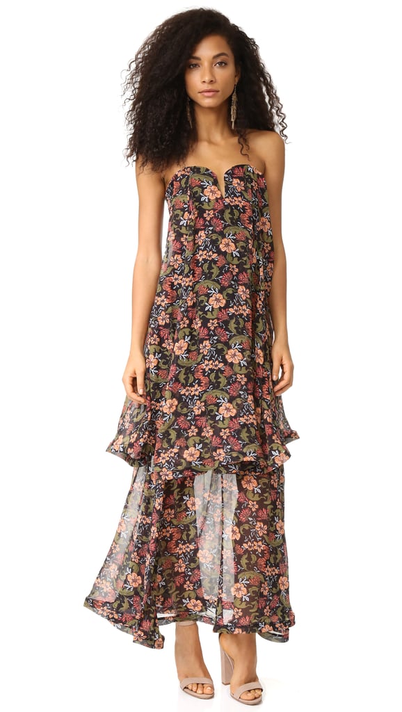 nicholas-70s-floral-strapless-bow-dress-750-best-wedding-guest-dresses-for-fall-and-winter