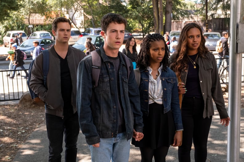 13 REASONS WHY  (L to R) BRANDON FLYNN as JUSTIN FOLEY, DYLAN MINNETTE as CLAY JENSEN, GRACE SAIF as ANI, and ALISHA BOE as JESSICA DAVIS in episode 401 of 13 REASONS WHY  Cr. DAVID MOIR/NETFLIX  2020