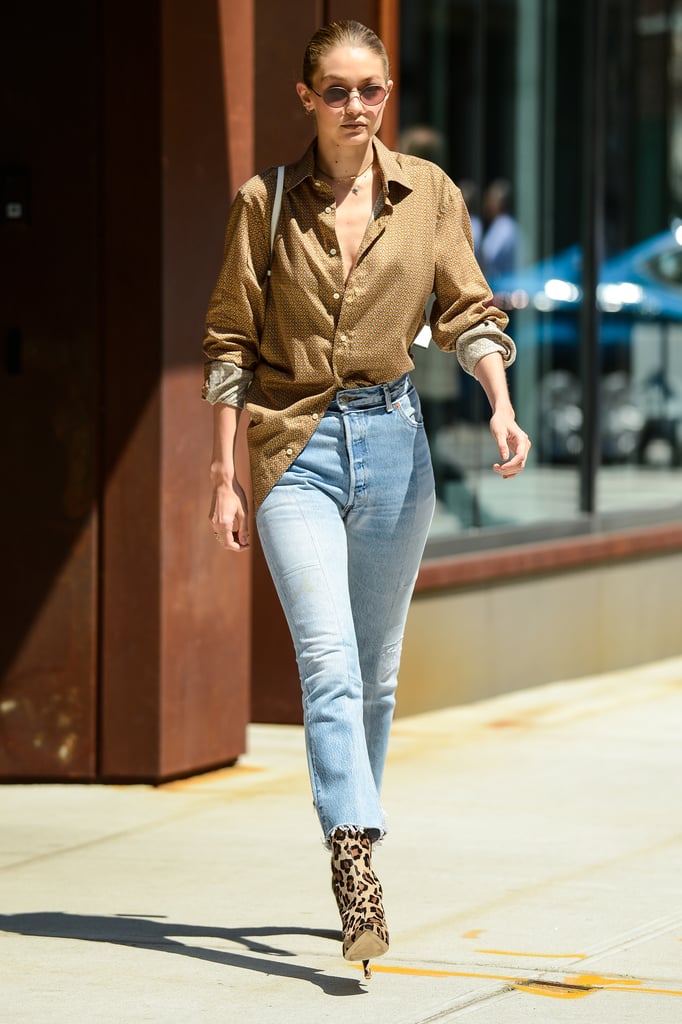 Gigi loves to do the half-tuck with her shirt, which makes the outfit feel casual and cool.