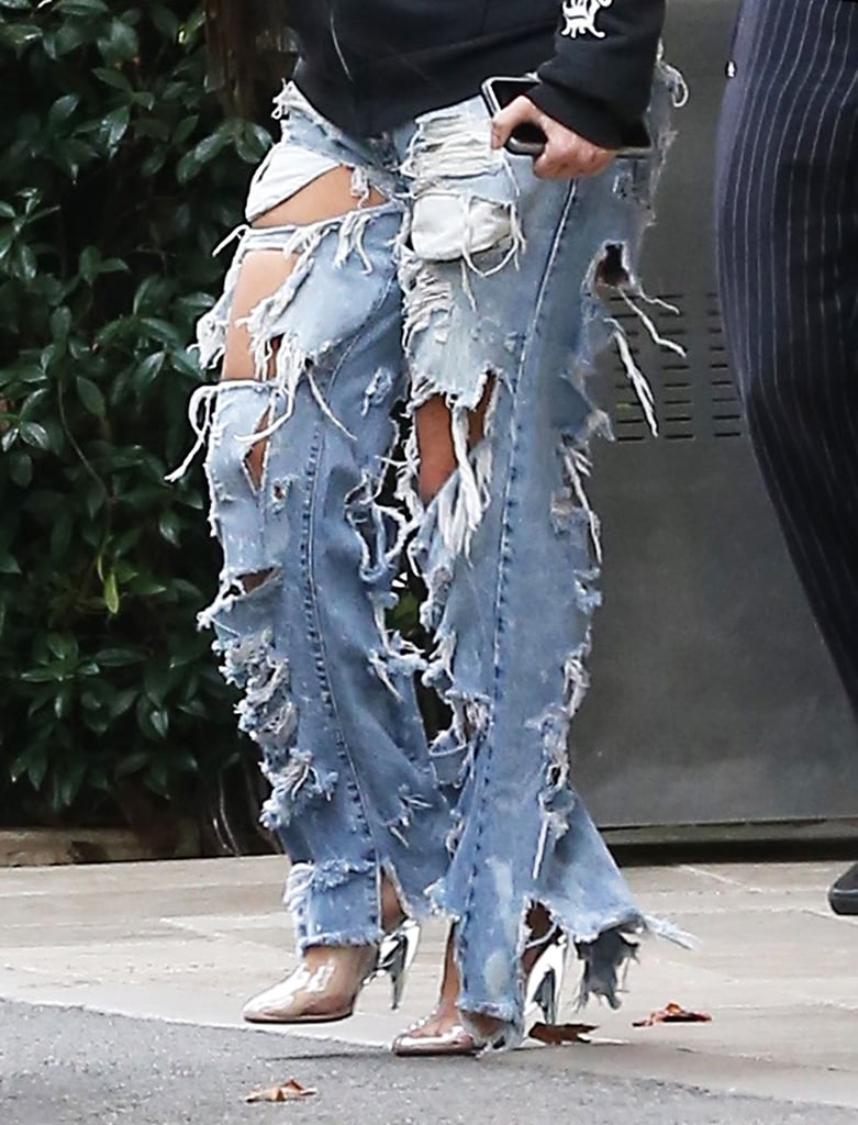 Kim Kardashian Ripped Jeans January 2017