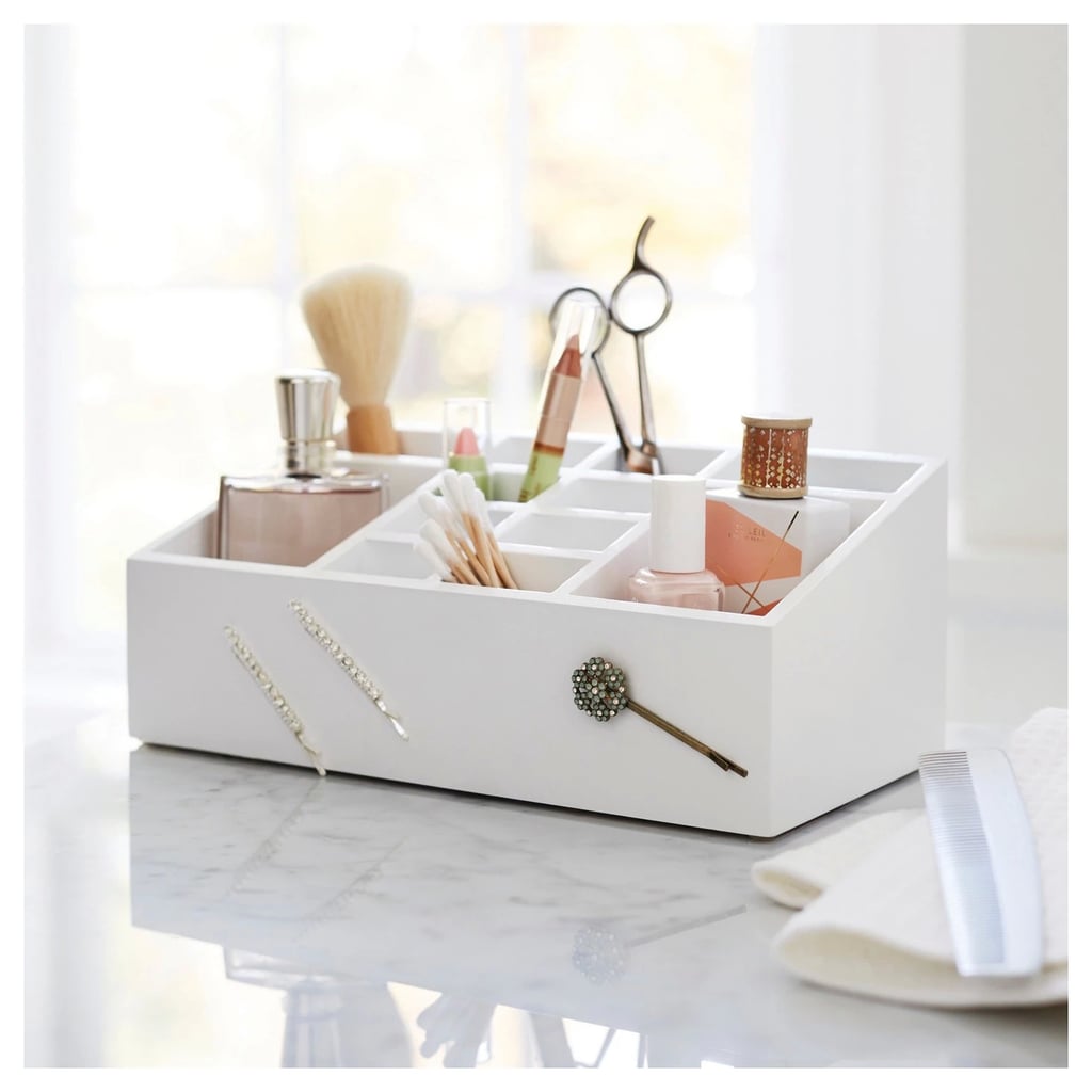 12 Compartment Vanity Organizer in White Best Bathroom Organization