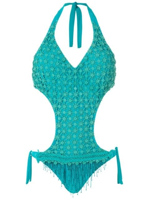 Amir Slama Embroidered Cutout One-Piece
