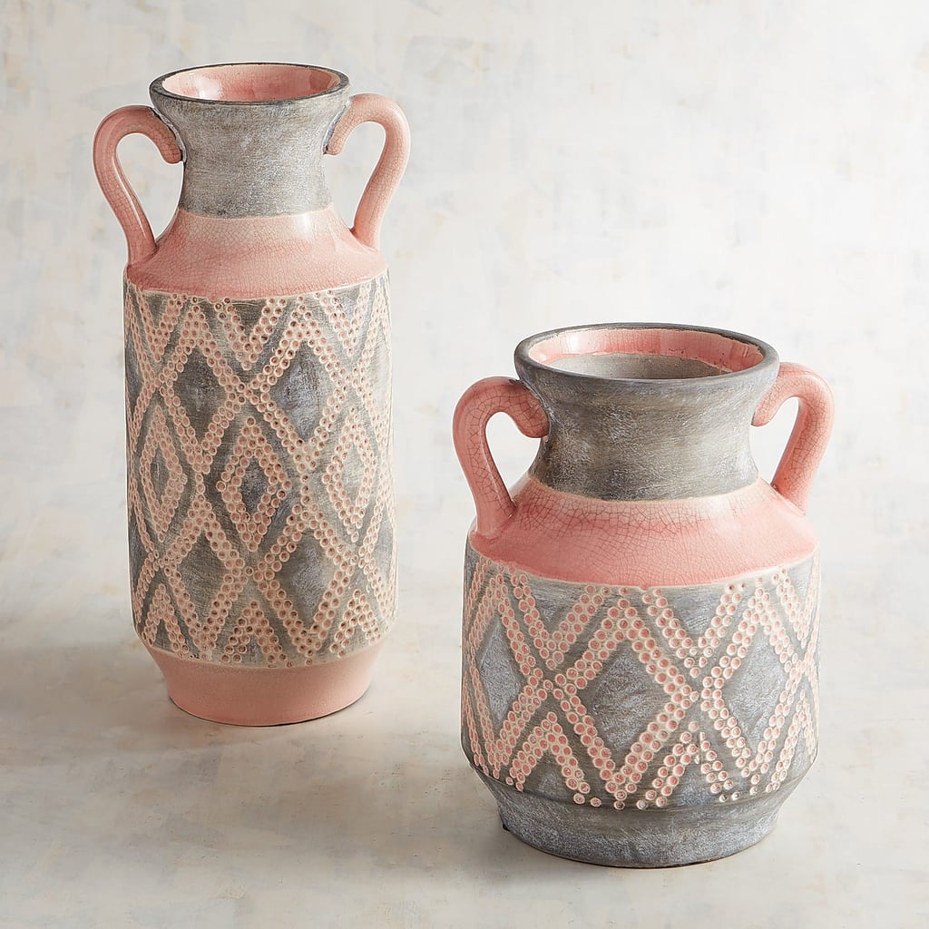 Pink and Gray Tribal Vases