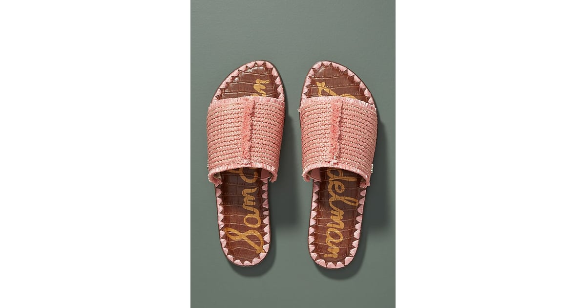 sam edelman ribbed raffia slide sandals