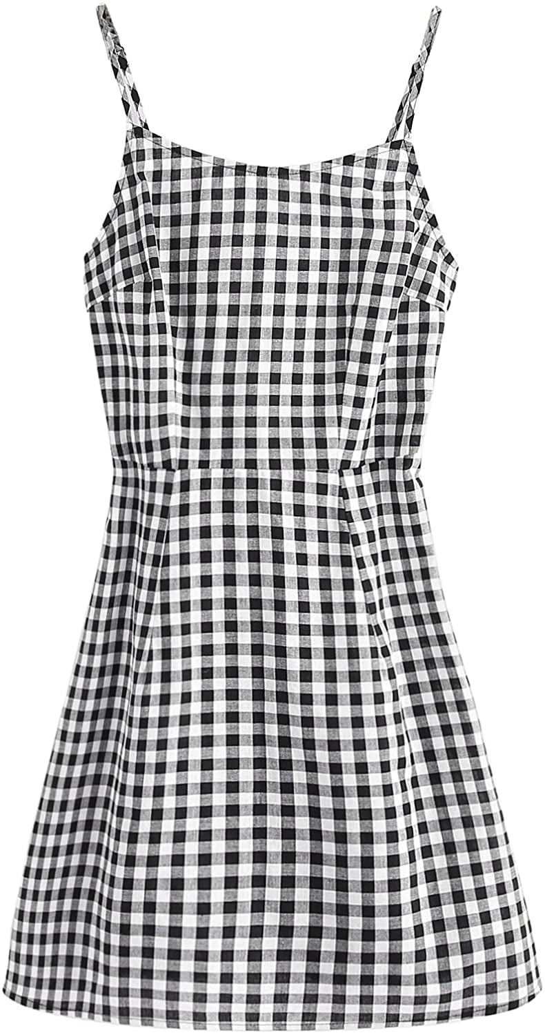 SweatyRocks Spaghetti Mini Gingham Dress