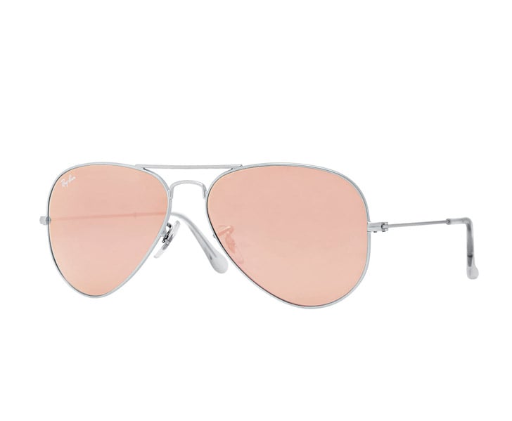 Even though Summer is over, sunglasses are a statement accessory that work year round.  These blush mirrored aviators from Ray-Ban ($170) would be a great finish to any neutral outfit.
— JC, associate shopping editor