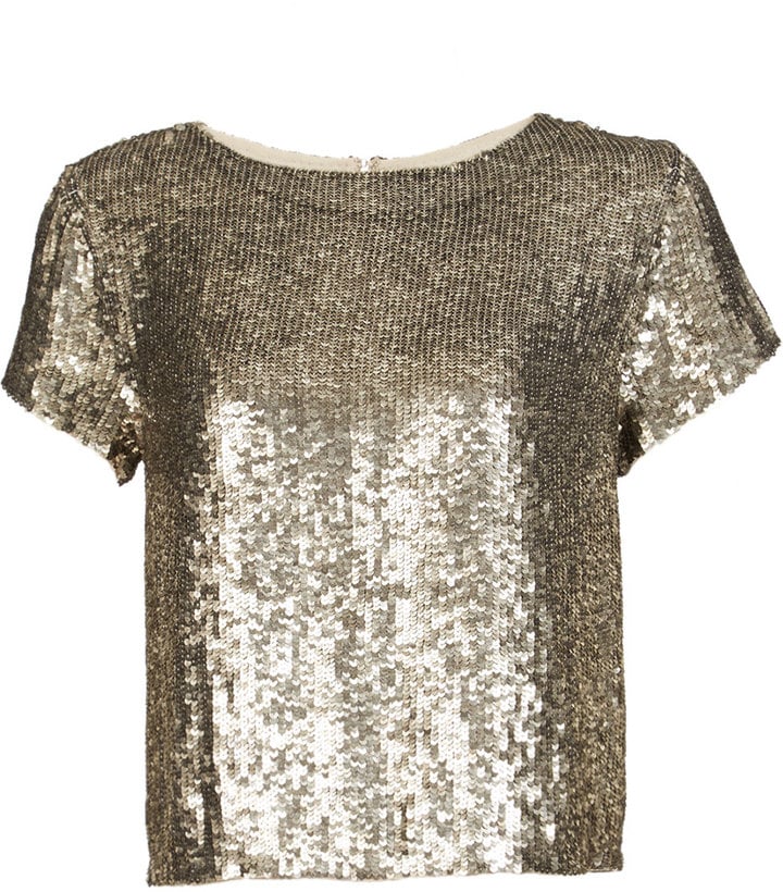 Alice & Olivia Sequin Short Sleeve Top