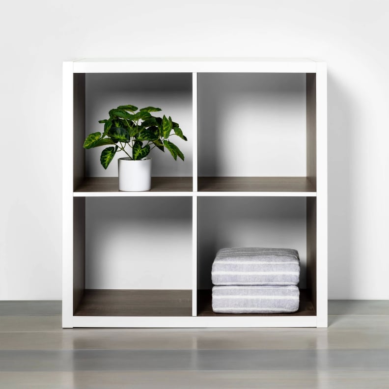 Four Cube Storage Organizer in White With Wood Accents