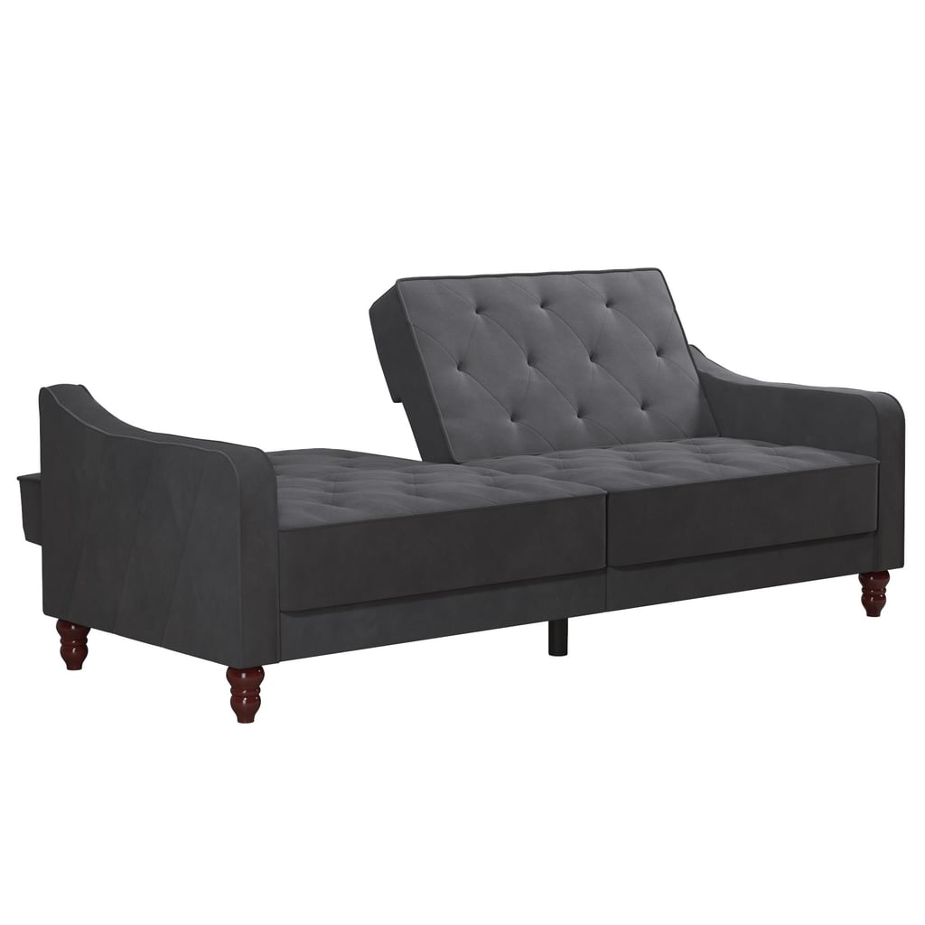 Novogratz Vintage Tufted Velvet Split-Back Futon in Gray