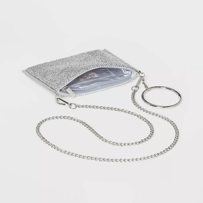 Estee & Lilly Crystal Mesh Zip Top Ring Crossbody Bag