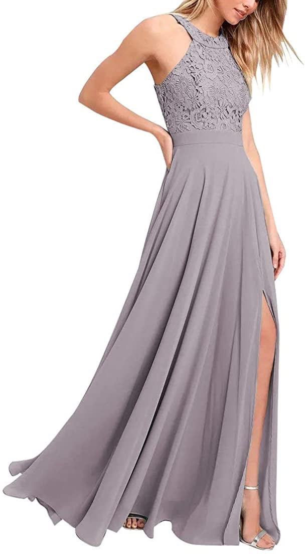 Chiffon Halter Prom Formal Gown