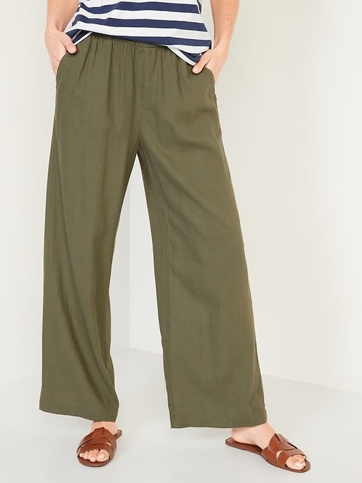 High-waisted Linen-Blend wide-leg pants