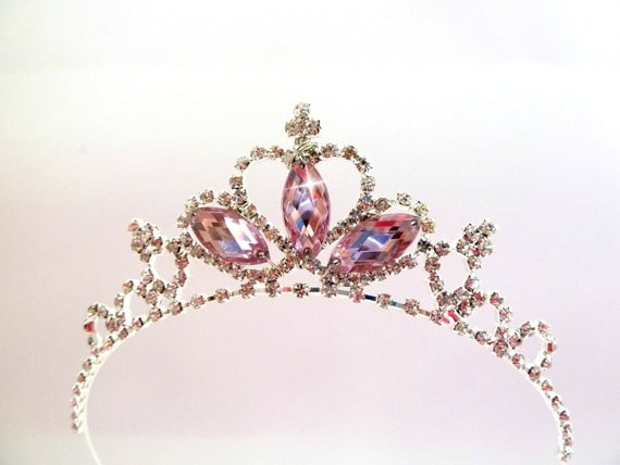Sleeping Beauty Crown Pink Stones Tiara
