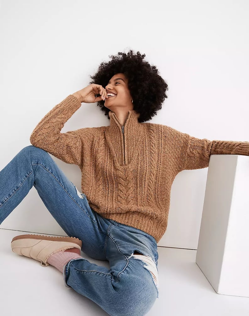 A Cool Layer: Rosebriar Cableknit Half-Zip Sweater