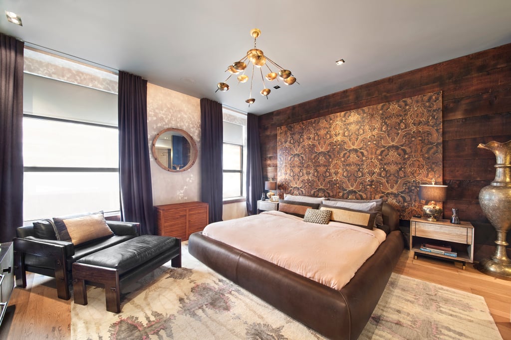 A gorgeous rug acts as a creative statement-wall alternative.